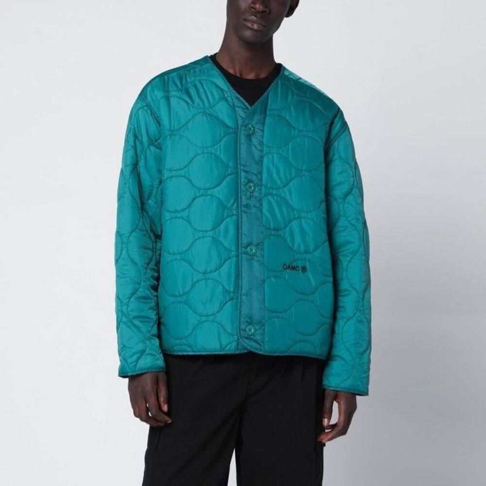 OAMC Woven Quilted V-Neck Jacket Men GREEN Outerwear
